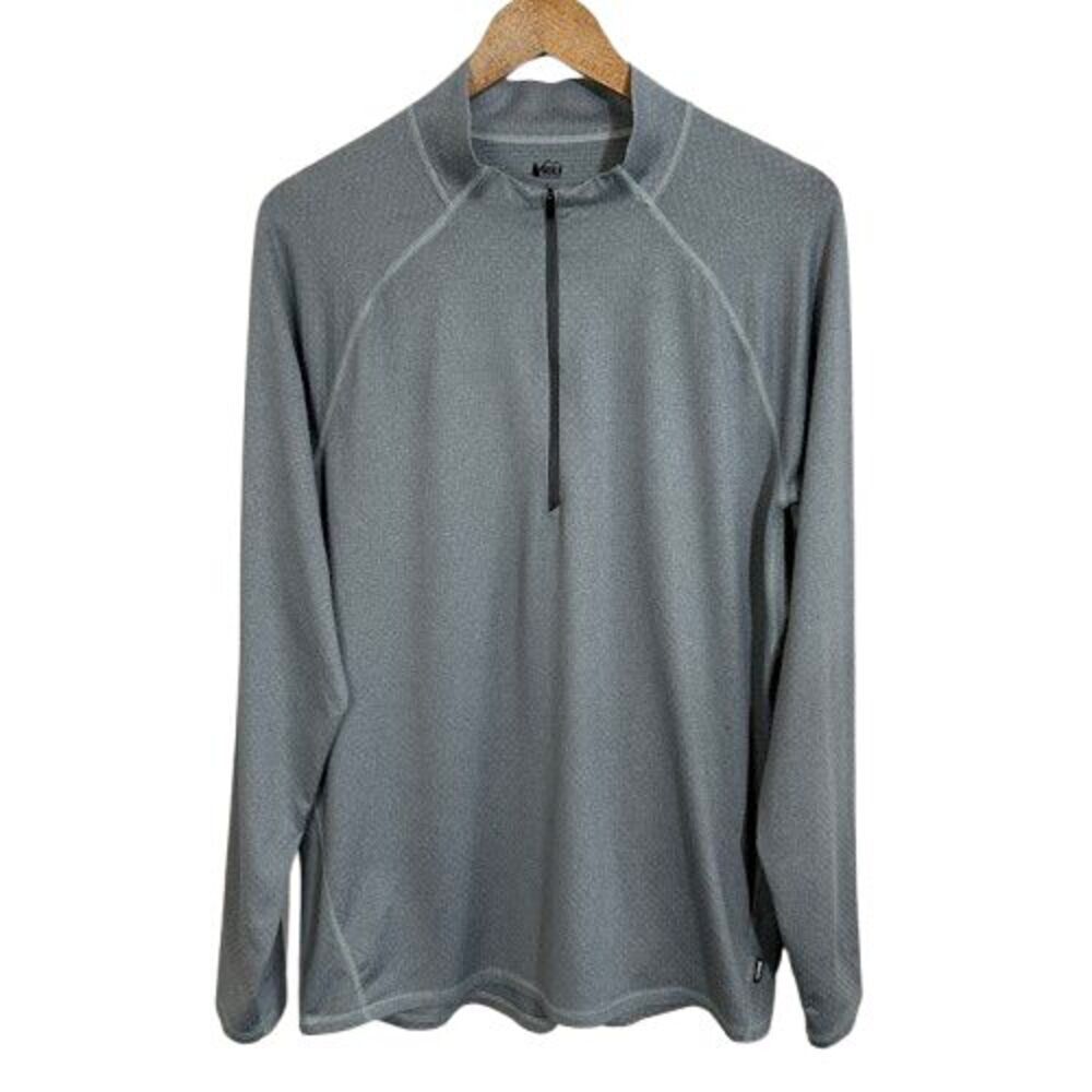 REI Co-op Shirt Mens Large Gray 1/4 Zip Tech Long Sleeve Stretch Pullover